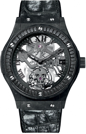 Hublot Classic Fusion Skull Black Coated Aluminum Diamonds Ceramic-Coated Aluminum 505.UC.0140.LR.1900.SKULL fake watches